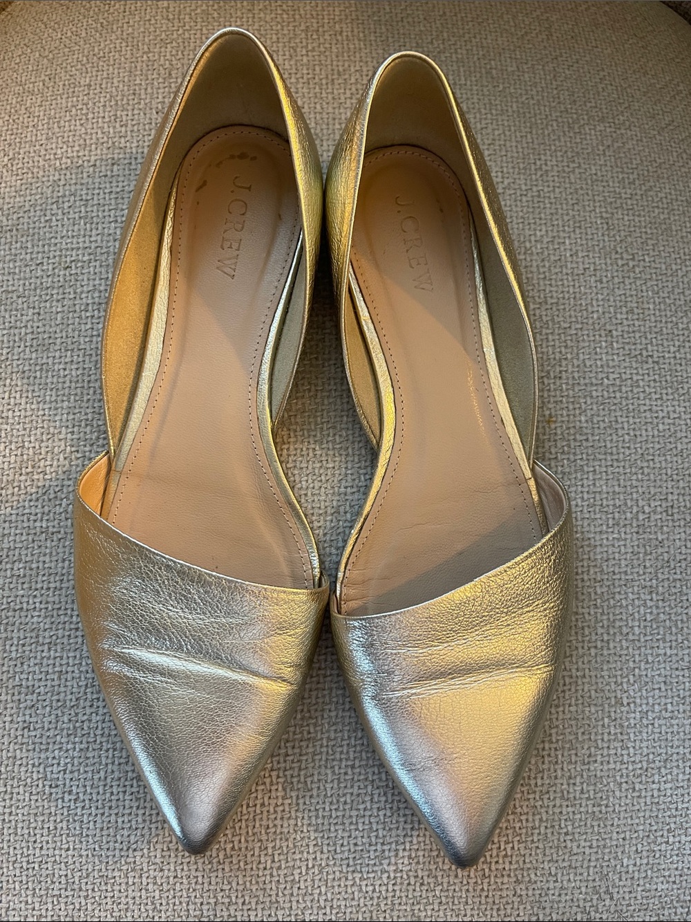 J. Crew Metallic Gold Pointed D'Orsay Flats